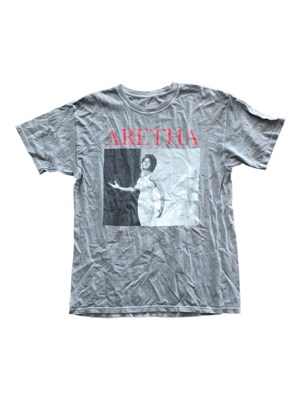 Aretha Franklin Gray Cotton 'Aretha' Graphic Tee M